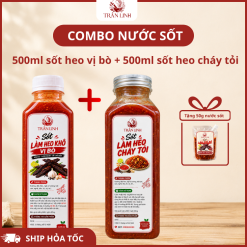 Combo Sốt Làm Khô Heo Cháy Tỏi Và Khô Heo Vị Bò 500ml – Bếp Trần Linh